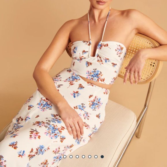 Abercrombie Dipped Waist Midi Floral Skirt XL Petite - NEW - Picture 6 of 16